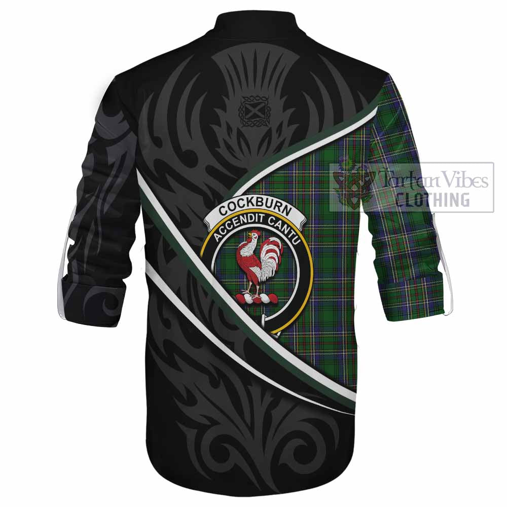 Cockburn Tartan Family Crest Ghillie Kilt Shirt Celtic Scottish Thistle Floral - Tartan Vibes Clothing