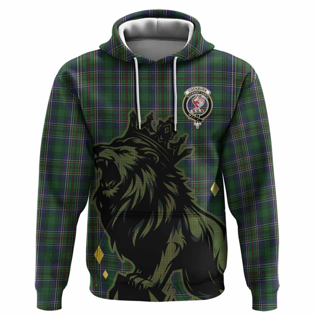 Cockburn Tartan Family Crest Hoodie Crowned Lion Roaring