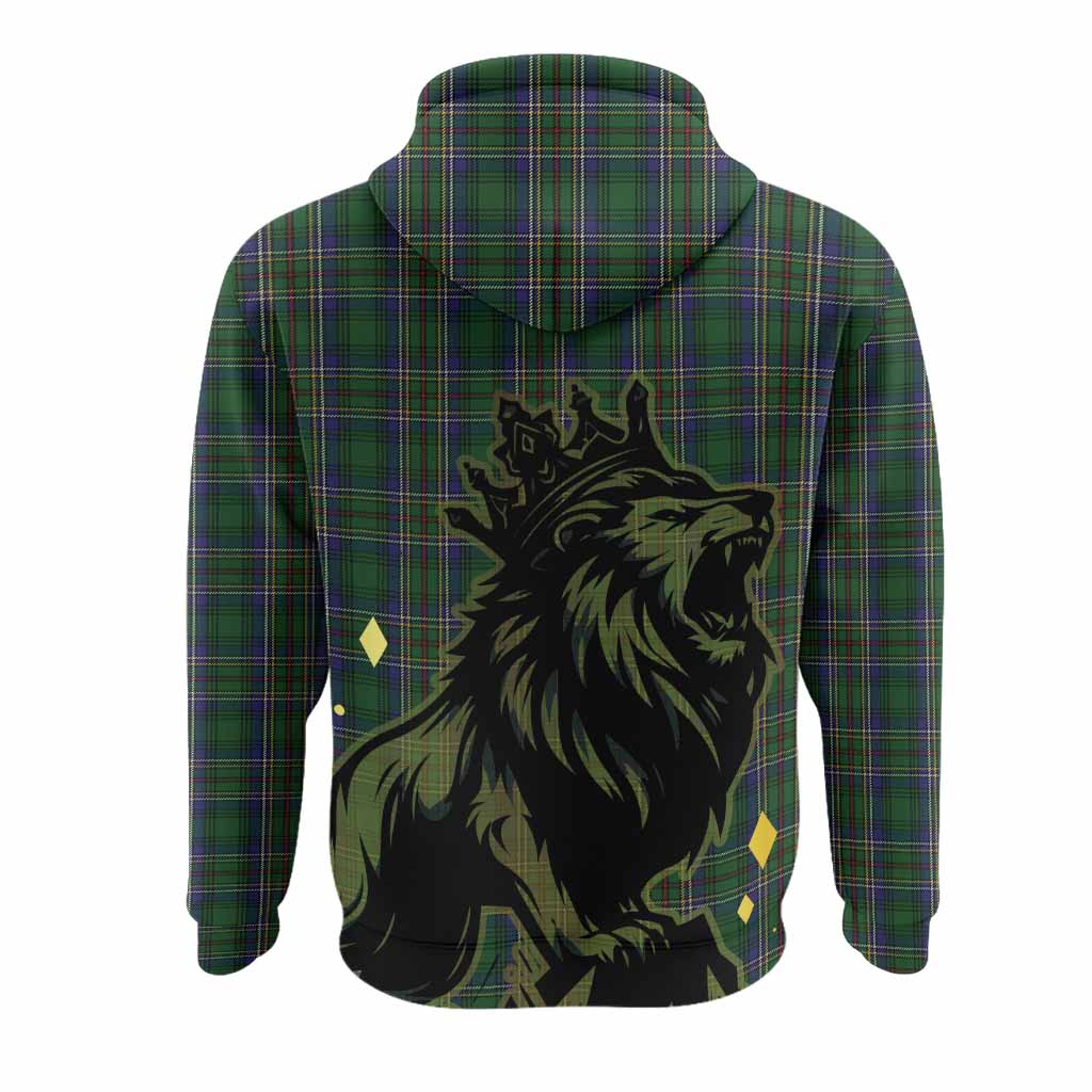 Cockburn Tartan Family Crest Hoodie Crowned Lion Roaring