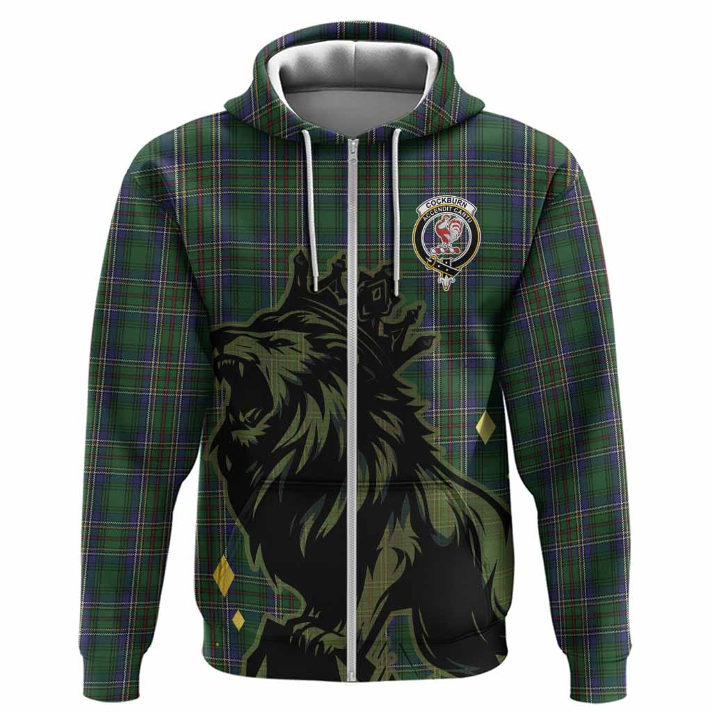 Cockburn Tartan Family Crest Hoodie Crowned Lion Roaring