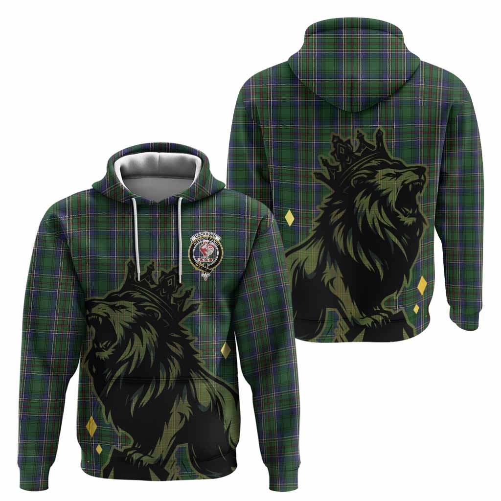 Cockburn Tartan Family Crest Hoodie Crowned Lion Roaring