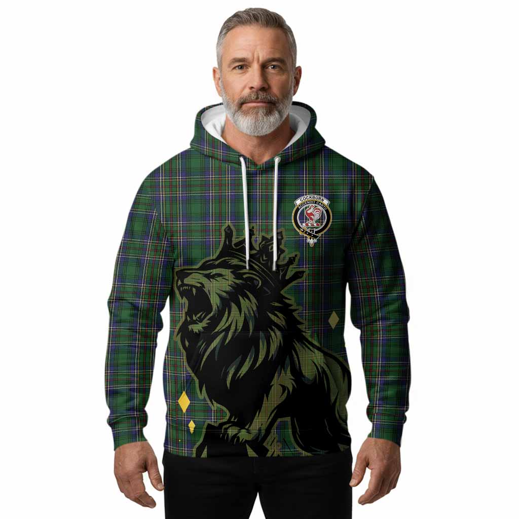 Cockburn Tartan Family Crest Hoodie Crowned Lion Roaring