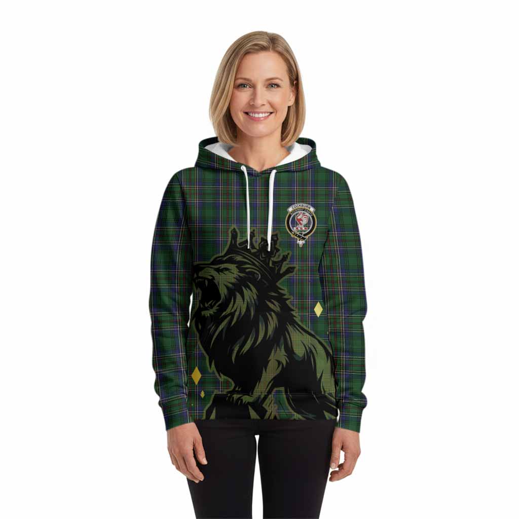 Cockburn Tartan Family Crest Hoodie Crowned Lion Roaring