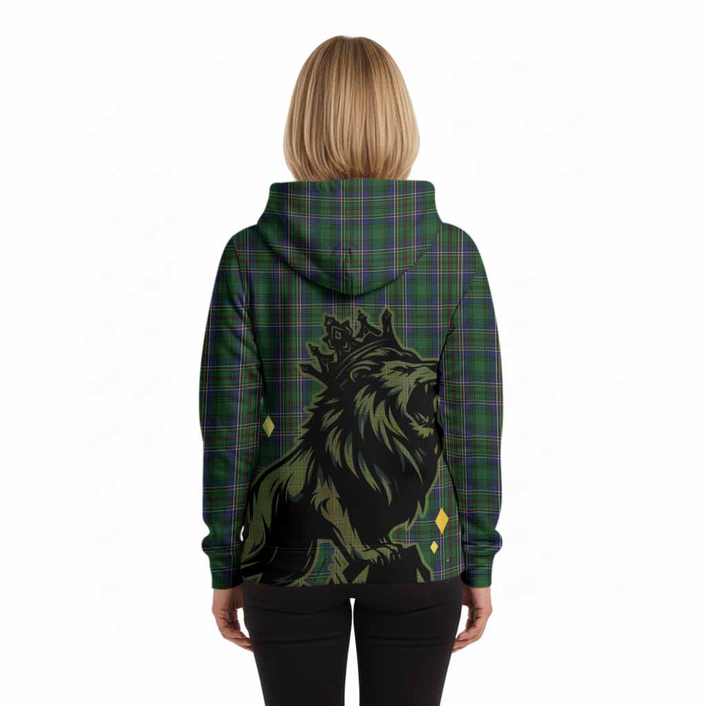 Cockburn Tartan Family Crest Hoodie Crowned Lion Roaring