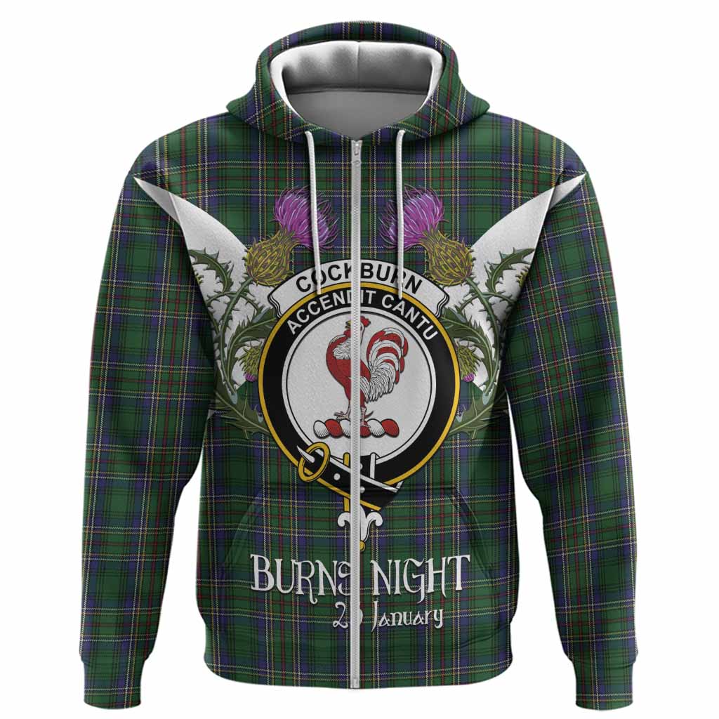 Cockburn Tartan Family Crest Hoodie Scottish Burns Night Thistle Floral