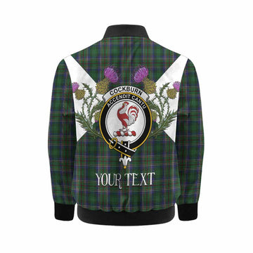 Cockburn Tartan Family Crest Kid Bomber Jacket Scottish Burns Night Thistle Floral
