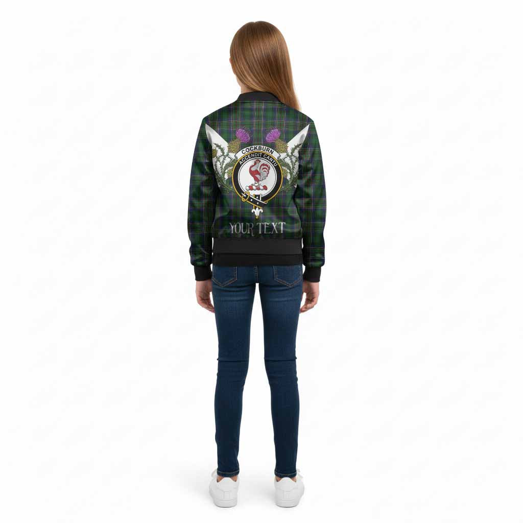 Cockburn Tartan Family Crest Kid Bomber Jacket Scottish Burns Night Thistle Floral
