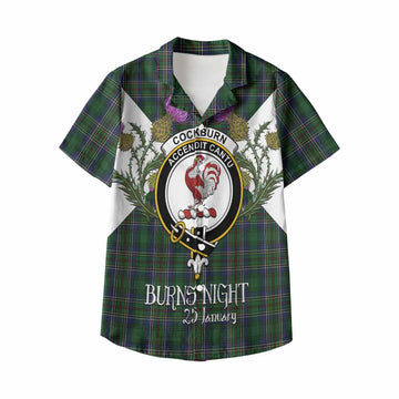 Cockburn Tartan Family Crest Kid Hawaiian Shirt Scottish Burns Night Thistle Floral