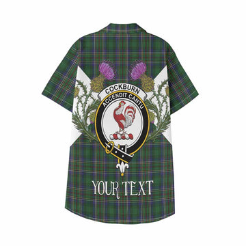 Cockburn Tartan Family Crest Kid Hawaiian Shirt Scottish Burns Night Thistle Floral