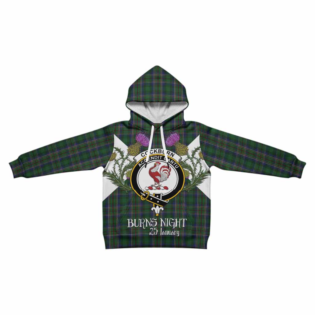 Cockburn Tartan Family Crest Kid Hoodie Scottish Burns Night Thistle Floral