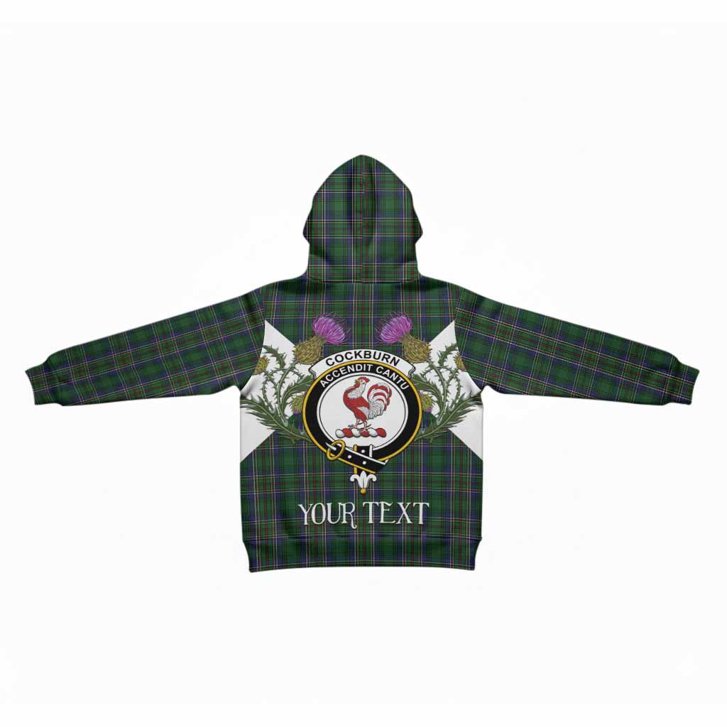 Cockburn Tartan Family Crest Kid Hoodie Scottish Burns Night Thistle Floral