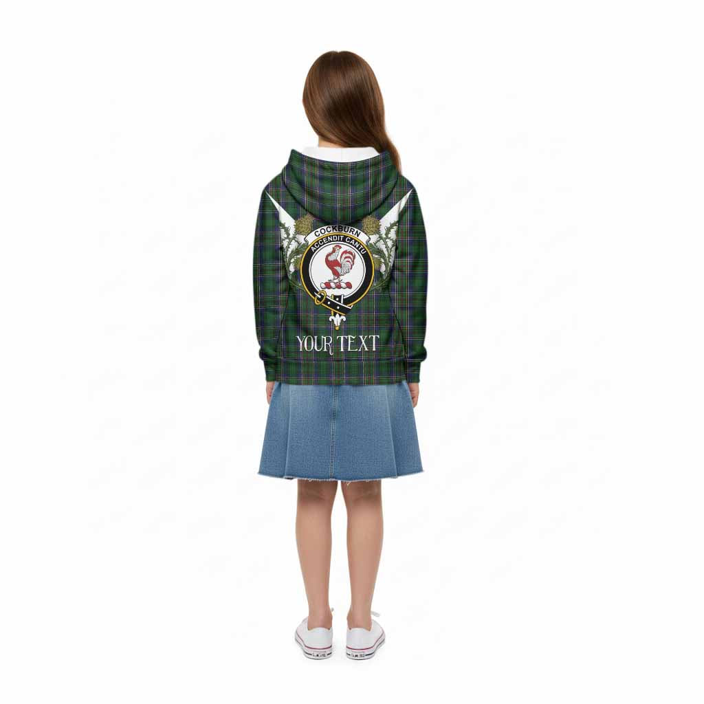 Cockburn Tartan Family Crest Kid Hoodie Scottish Burns Night Thistle Floral