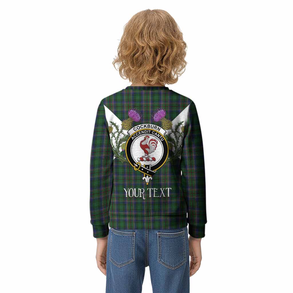 Cockburn Tartan Family Crest Kid Knitted Sweatshirt Scottish Burns Night Thistle Floral