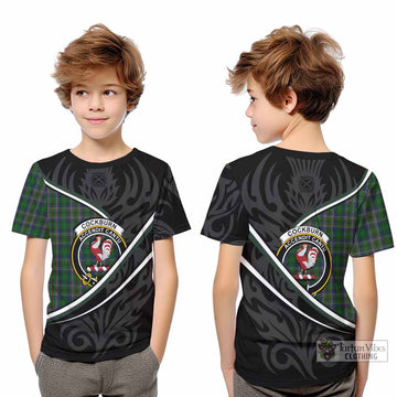Cockburn Tartan Family Crest Kid T-shirt Celtic Scottish Thistle Floral - Tartan Vibes Clothing