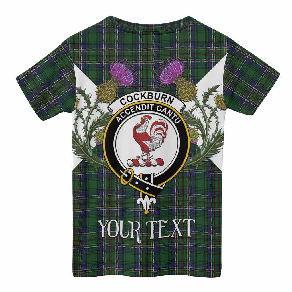 Cockburn Tartan Family Crest Kid T-shirt Scottish Burns Night Thistle Floral