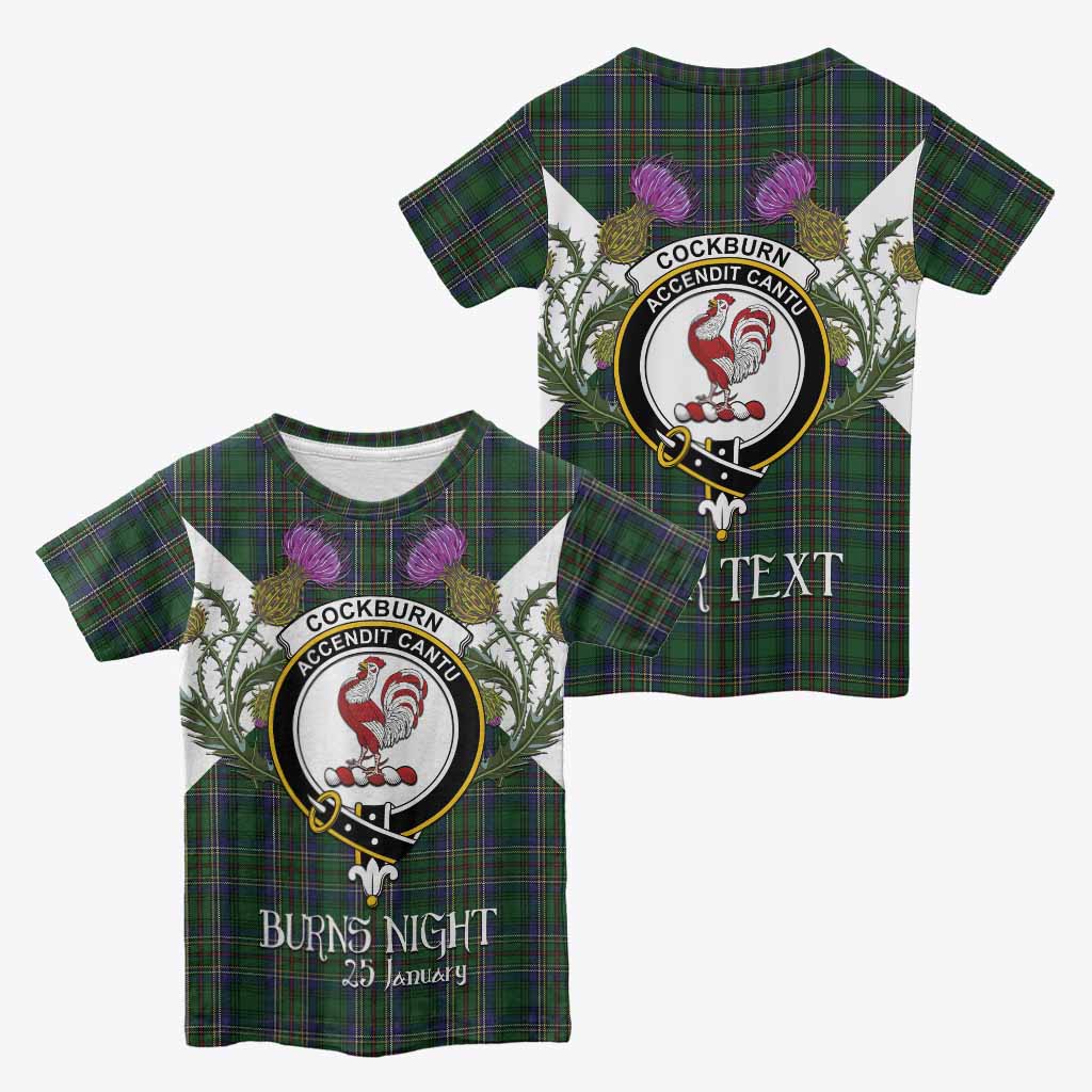 Cockburn Tartan Family Crest Kid T-shirt Scottish Burns Night Thistle Floral