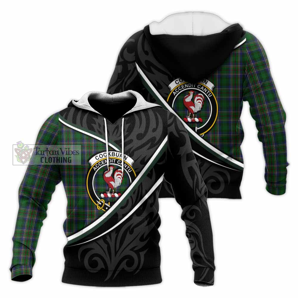 Cockburn Tartan Family Crest Knitted Hoodie Celtic Scottish Thistle Floral - Tartan Vibes Clothing