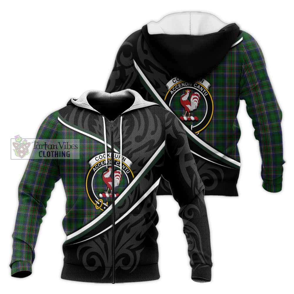 Cockburn Tartan Family Crest Knitted Hoodie Celtic Scottish Thistle Floral - Tartan Vibes Clothing