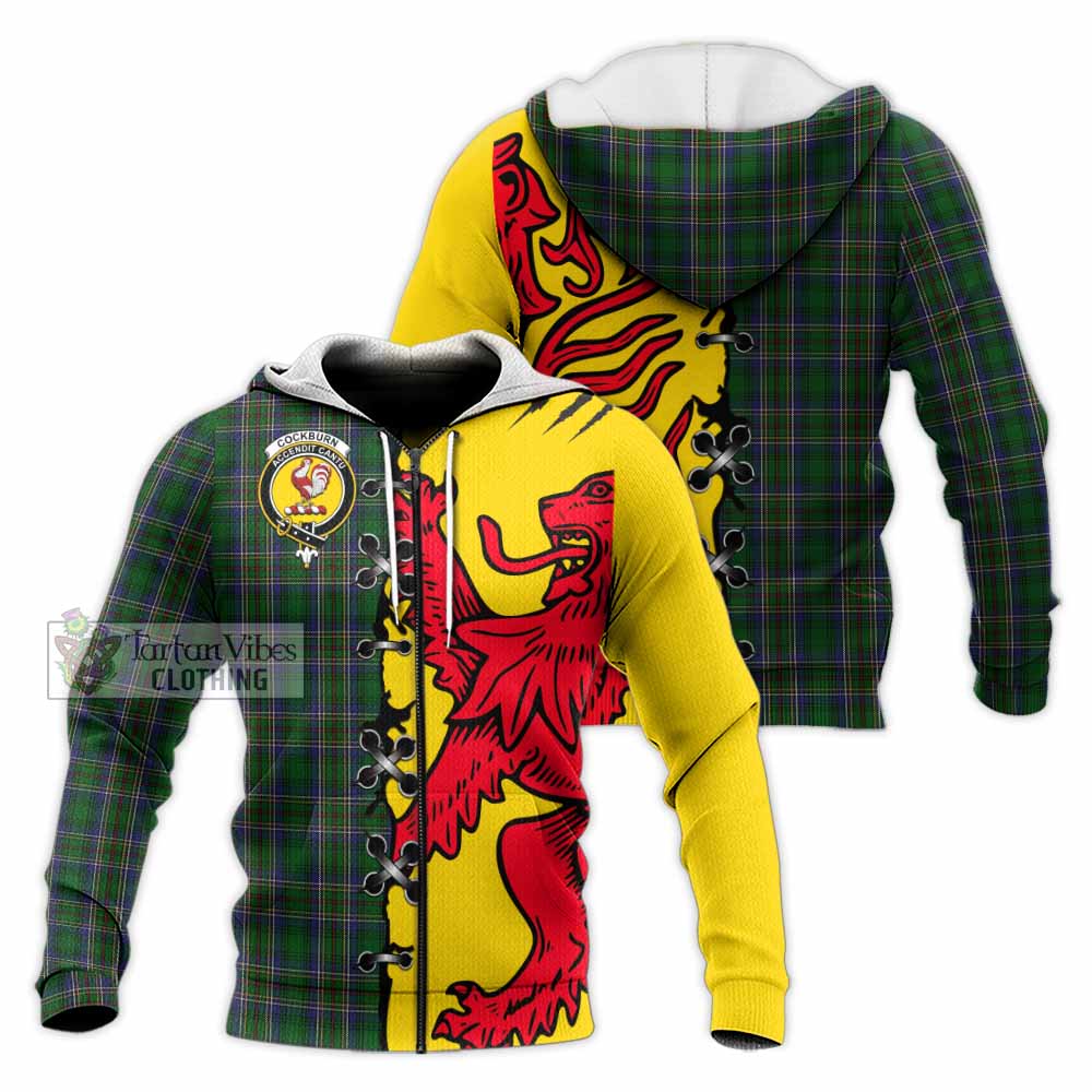 Cockburn Tartan Family Crest Knitted Hoodie Lion Rampant Honor - Tartan Vibes Clothing