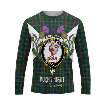 Cockburn Tartan Family Crest Long Sleeve T-Shirt Scottish Burns Night Thistle Floral