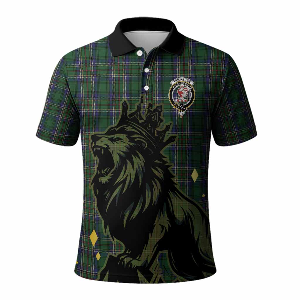 Cockburn Tartan Family Crest Polo Shirt Crowned Lion Roaring