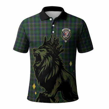 Cockburn Tartan Family Crest Polo Shirt Crowned Lion Roaring