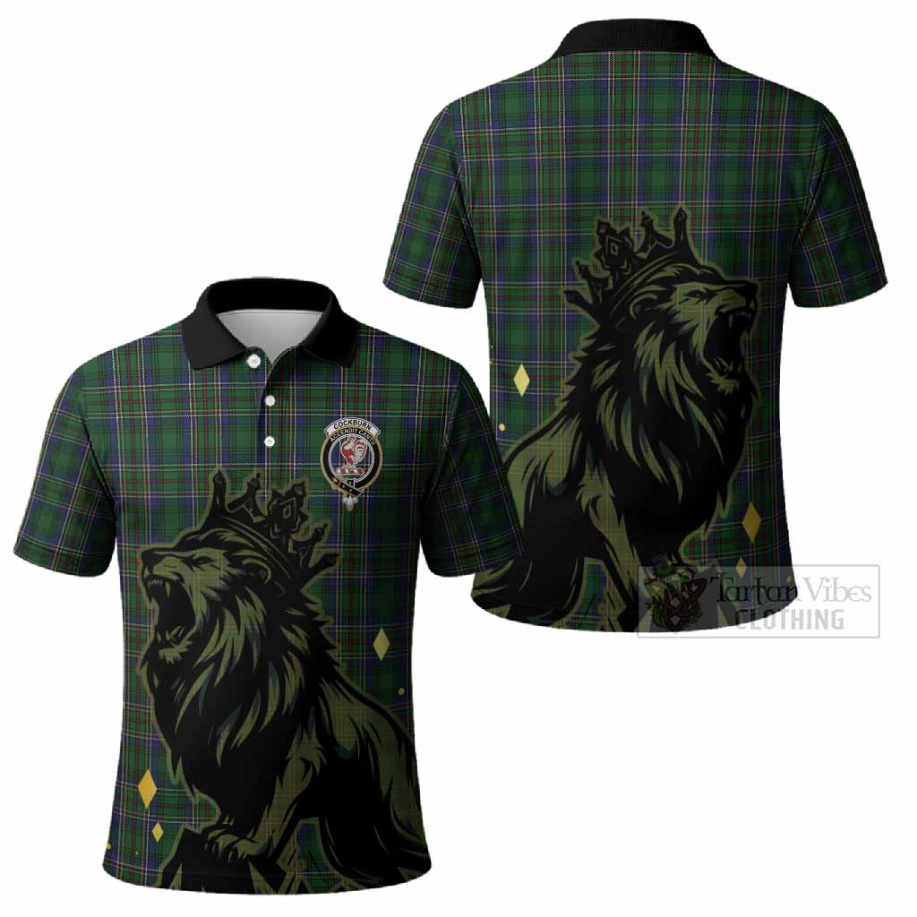 Cockburn Tartan Family Crest Polo Shirt Crowned Lion Roaring