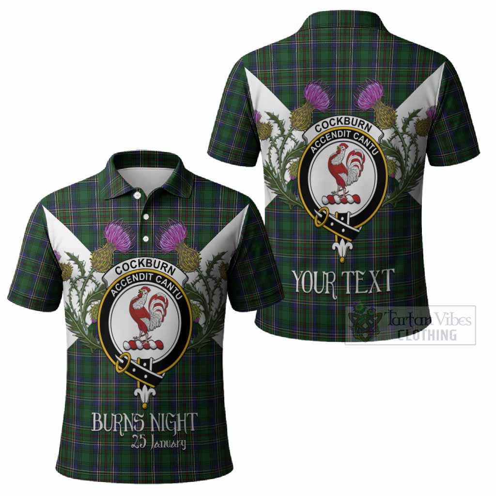 Cockburn Tartan Family Crest Polo Shirt Scottish Burns Night Thistle Floral