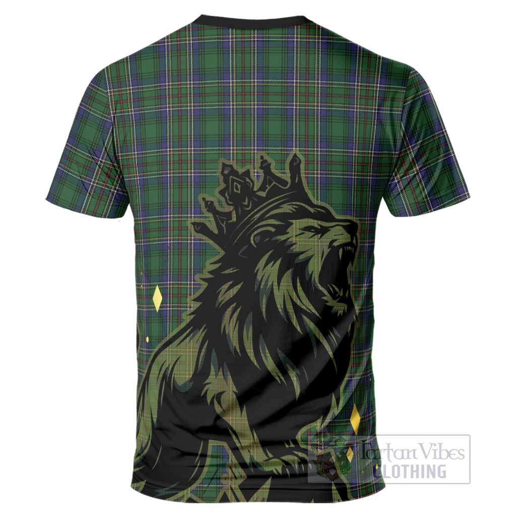 Cockburn Tartan Family Crest T-Shirt Crowned Lion Roaring