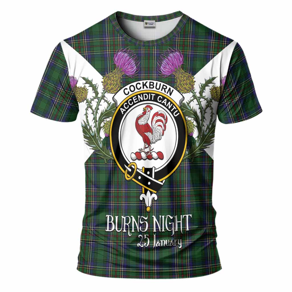 Cockburn Tartan Family Crest T-Shirt Scottish Burns Night Thistle Floral