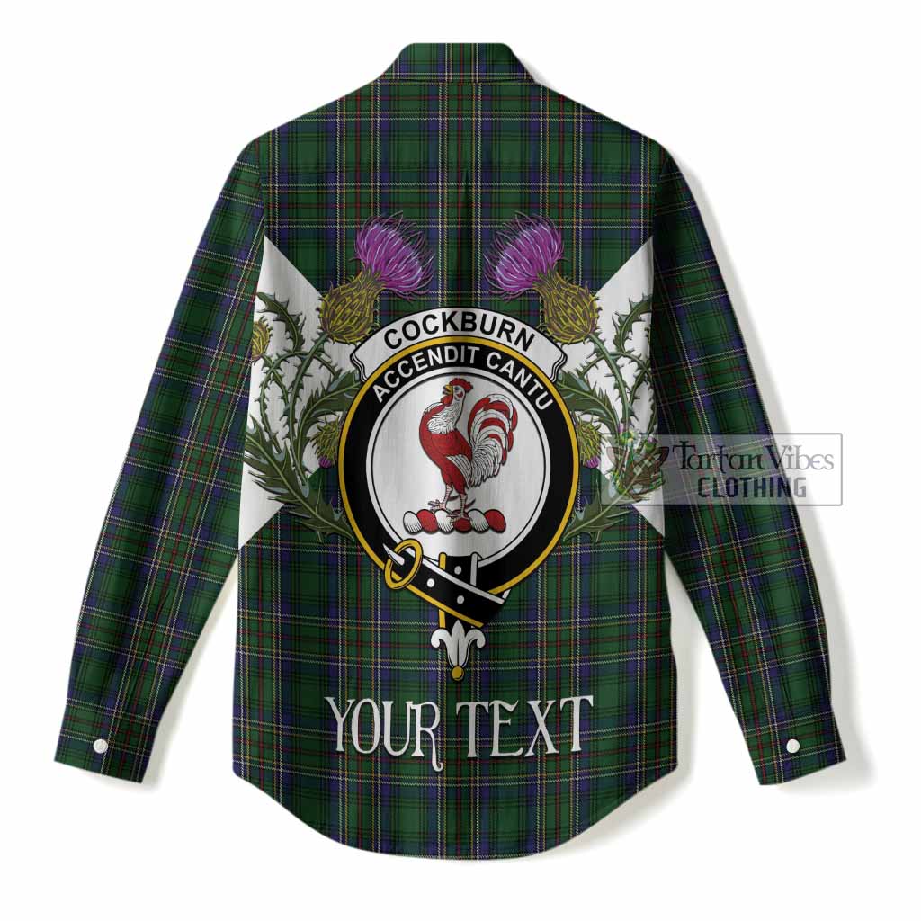 Cockburn Tartan Family Crest Women Casual Shirt Scottish Burns Night Thistle Floral