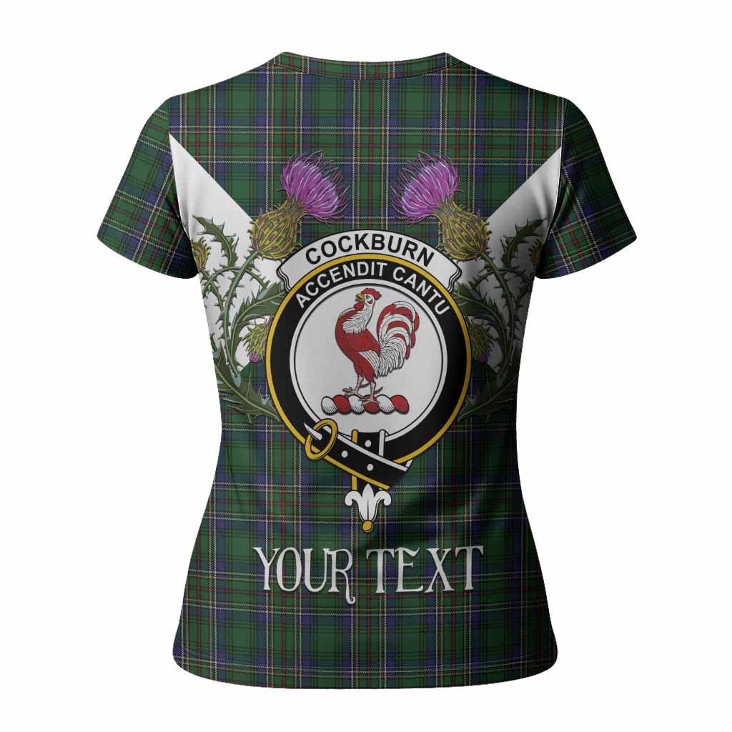 Cockburn Tartan Family Crest Women T shirt Scottish Burns Night Thistle Floral