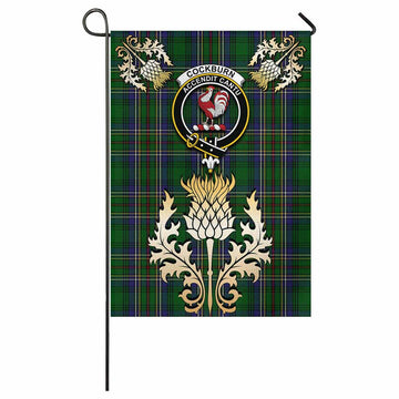 Cockburn Tartan Garden Flag with Golden Regal Scottish Thistle Emblem - Tartan Vibes Clothing