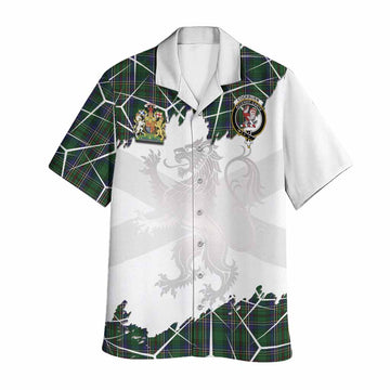 Cockburn Tartan Hawaiian Shirt with Family Crest and Lion Rampant Grunge Style