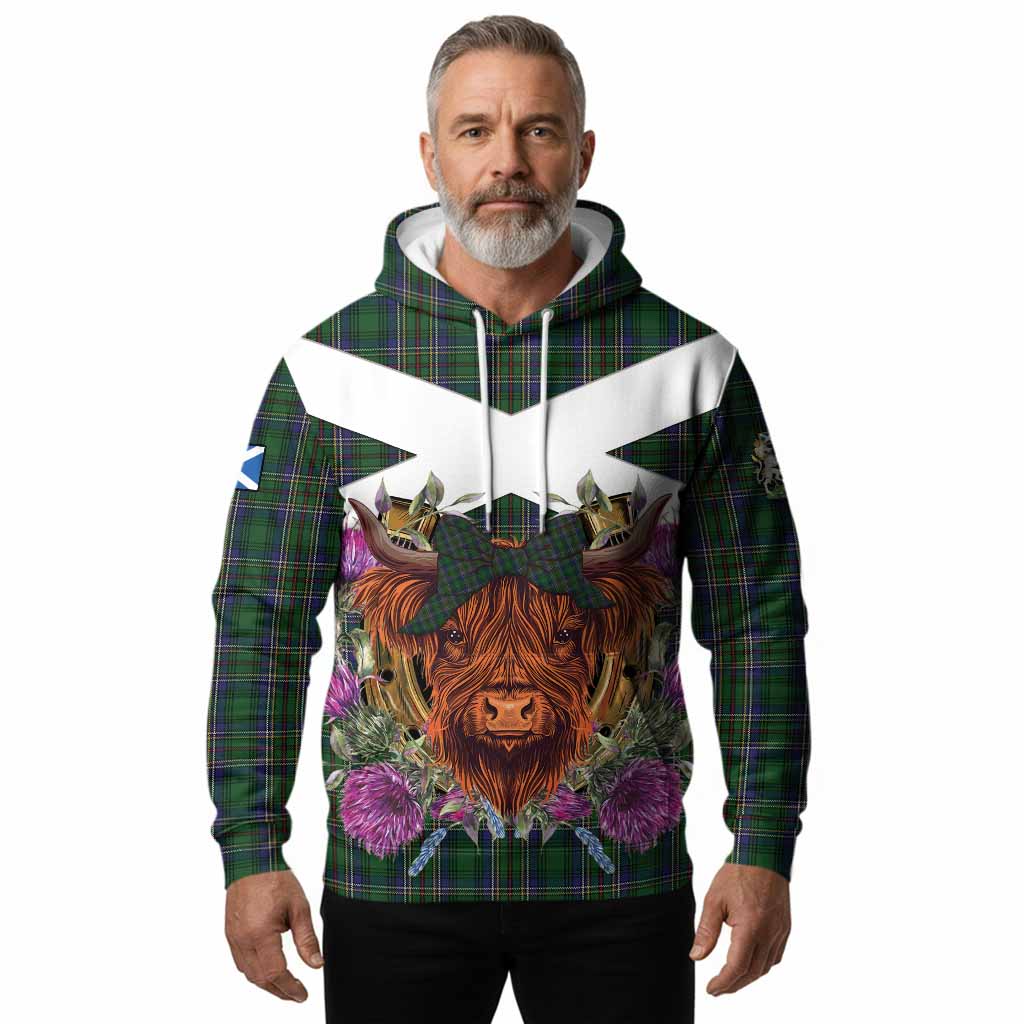 Cockburn Tartan Hoodie Scottish Thistle Heilan Coo