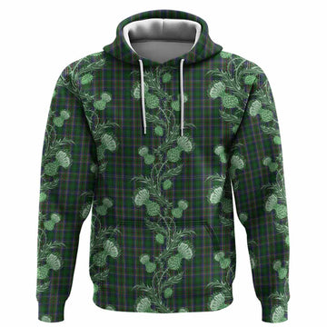 Cockburn Tartan Hoodie Seamless Scottish Thistle Flowers