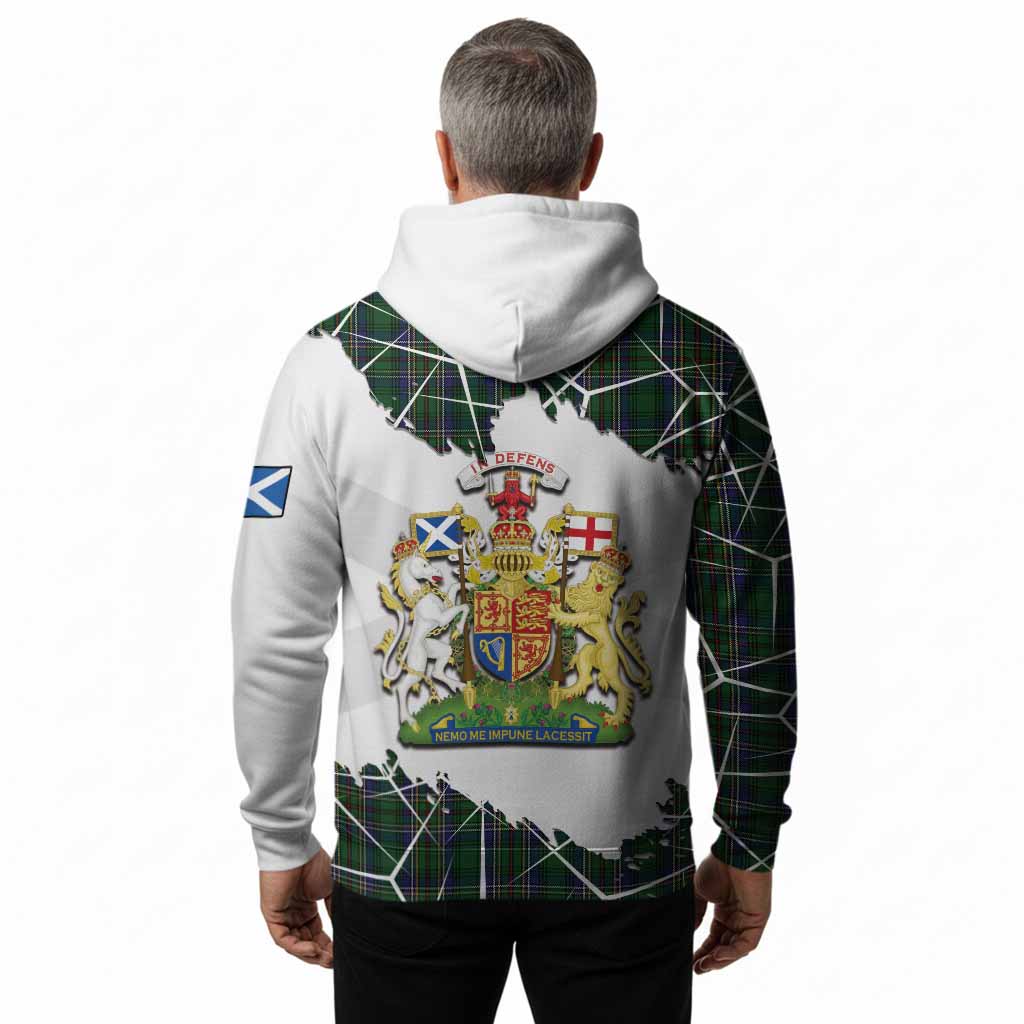 Cockburn Tartan Hoodie with Family Crest and Lion Rampant Grunge Style