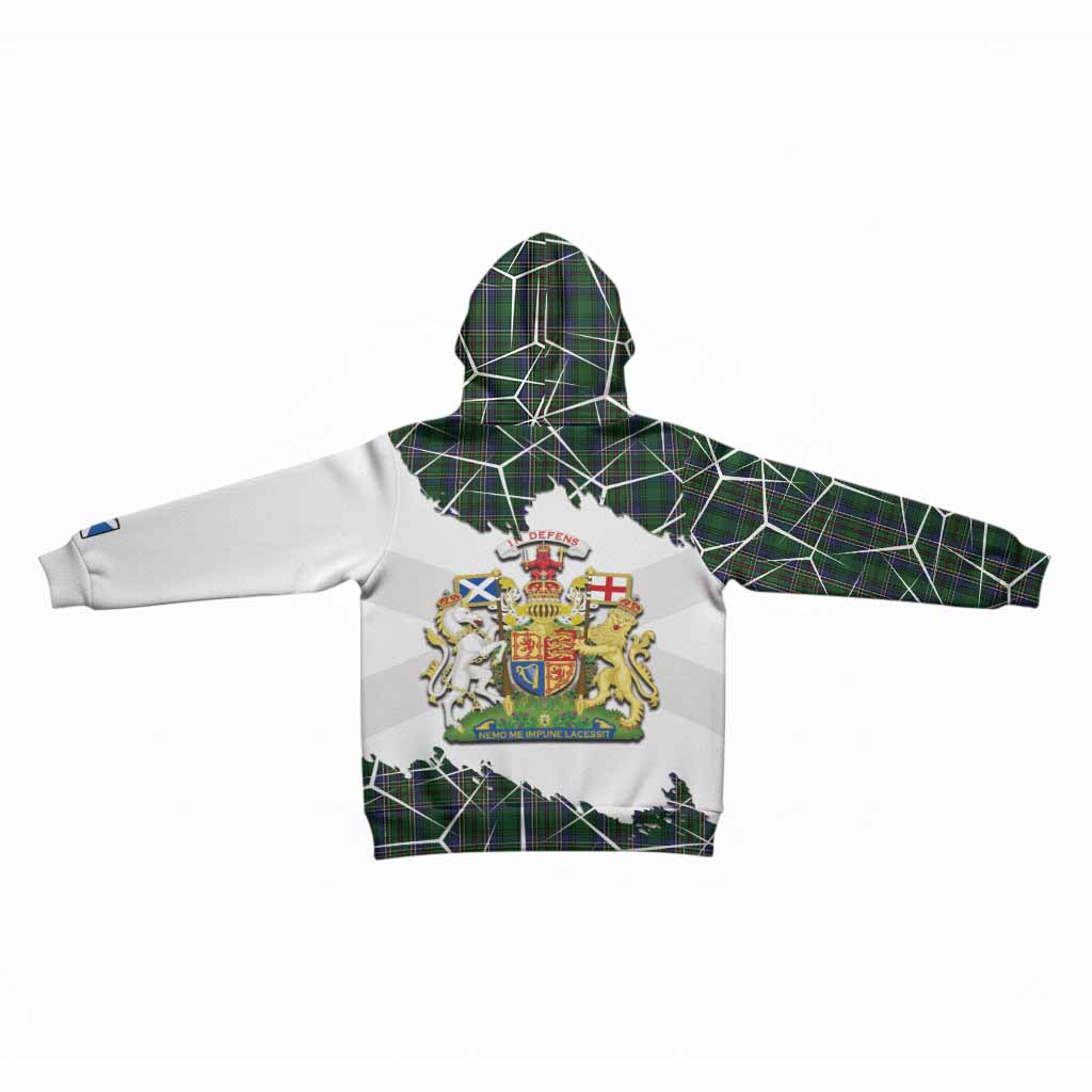 Cockburn Tartan Kid Hoodie with Family Crest and Lion Rampant Grunge Style