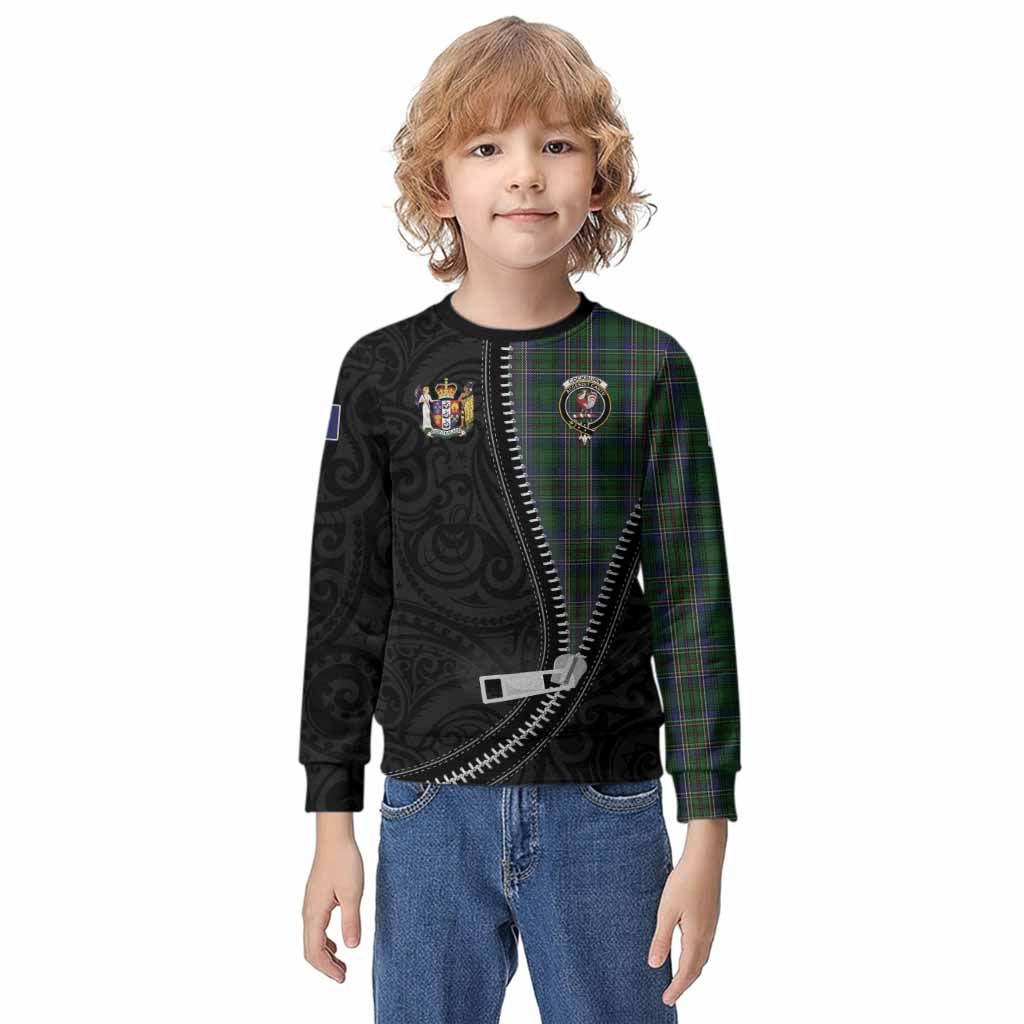 Cockburn Tartan Kid Knitted Sweatshirt New Zealand Pattern Unique Zipper Stylized