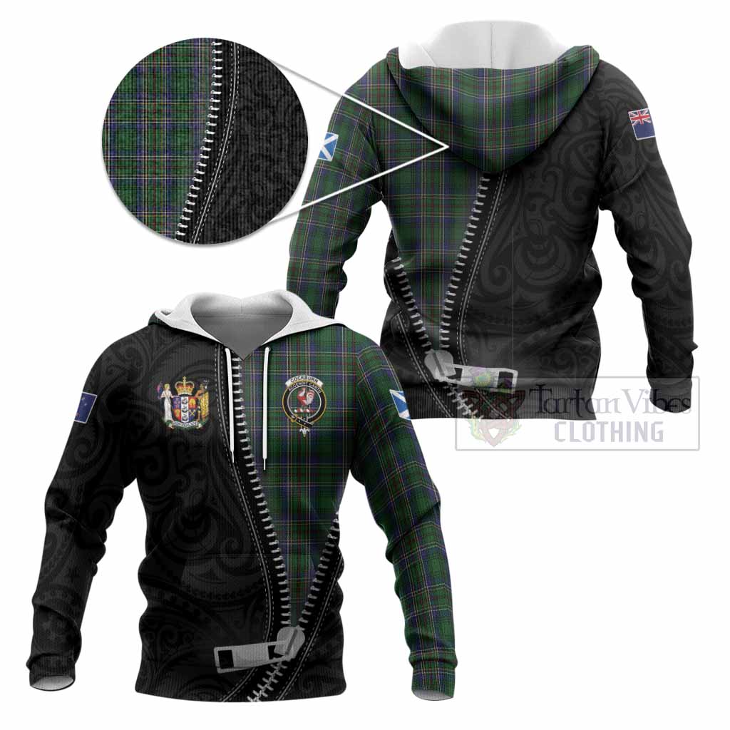 Cockburn Tartan Knitted Hoodie New Zealand Pattern Unique Zipper Stylized