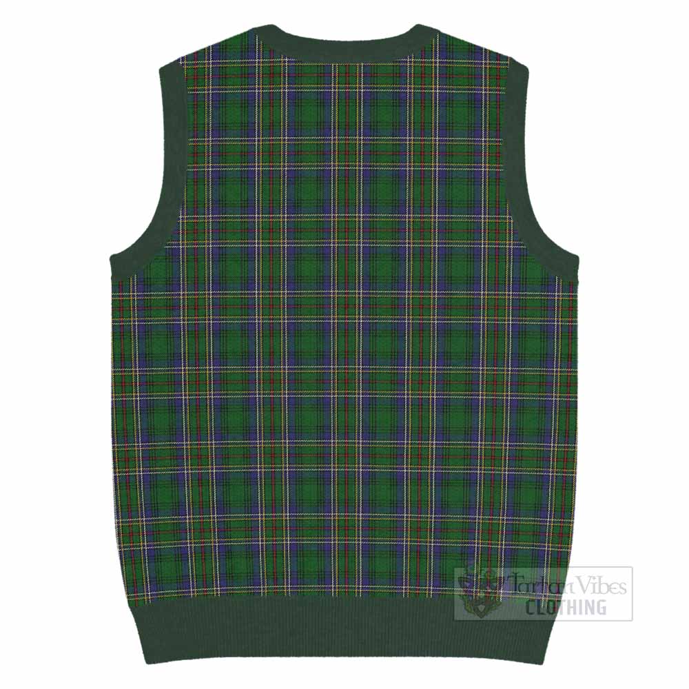 Cockburn Tartan Knitted V-Neck Vest with Family Crest - Tartan Vibes Clothing