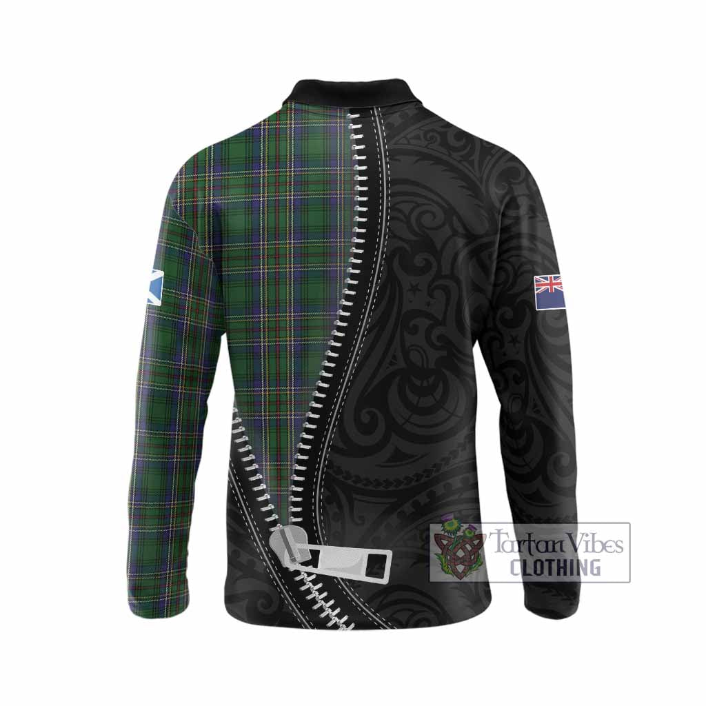 Cockburn Tartan Long Sleeve Polo Shirt New Zealand Pattern Unique Zipper Stylized