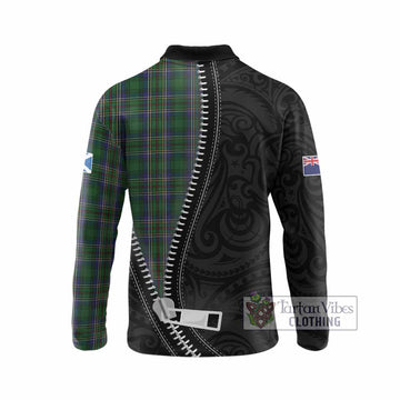 Cockburn Tartan Long Sleeve Polo Shirt New Zealand Pattern Unique Zipper Stylized