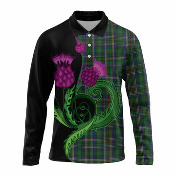 Cockburn Tartan Long Sleeve Polo Shirt Traditional Scottish Thistle