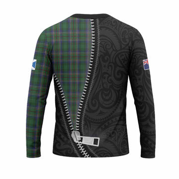 Cockburn Tartan Long Sleeve T-Shirt New Zealand Pattern Unique Zipper Stylized