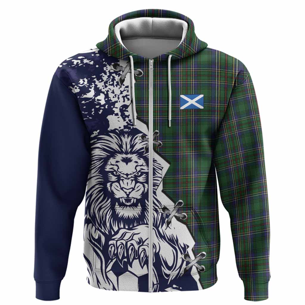 Cockburn Tartan Scottish Hoodie Angry Lion With Soccer Ball Style