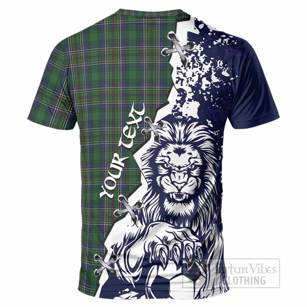 Cockburn Tartan Scottish T-Shirt Angry Lion With Soccer Ball Style