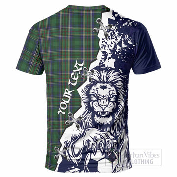 Cockburn Tartan Scottish T-Shirt Angry Lion With Soccer Ball Style