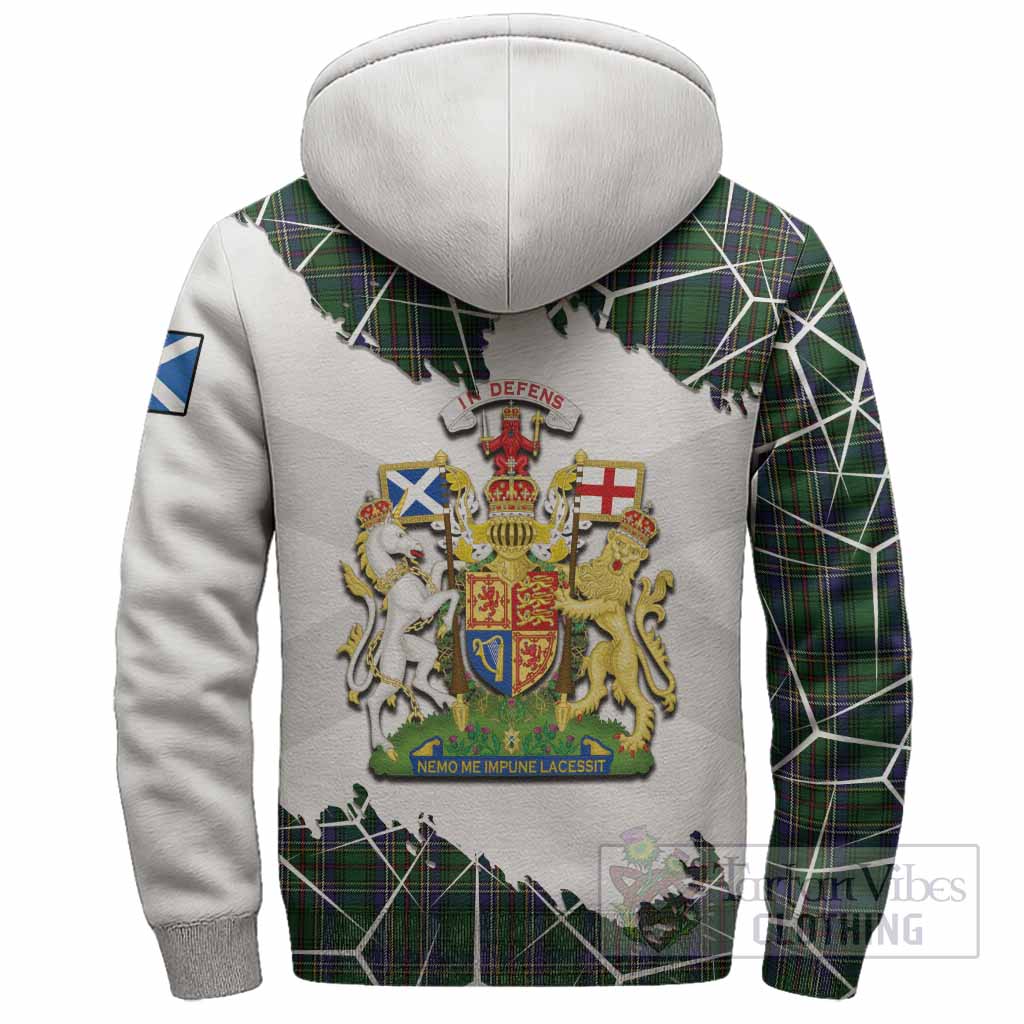Cockburn Tartan Sherpa Hoodie with Family Crest and Lion Rampant Grunge Style
