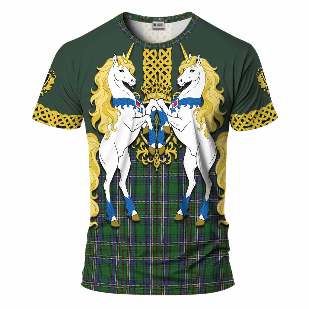 Cockburn Tartan T-Shirt Unicorn Celtic Knot And Thistle Emblem